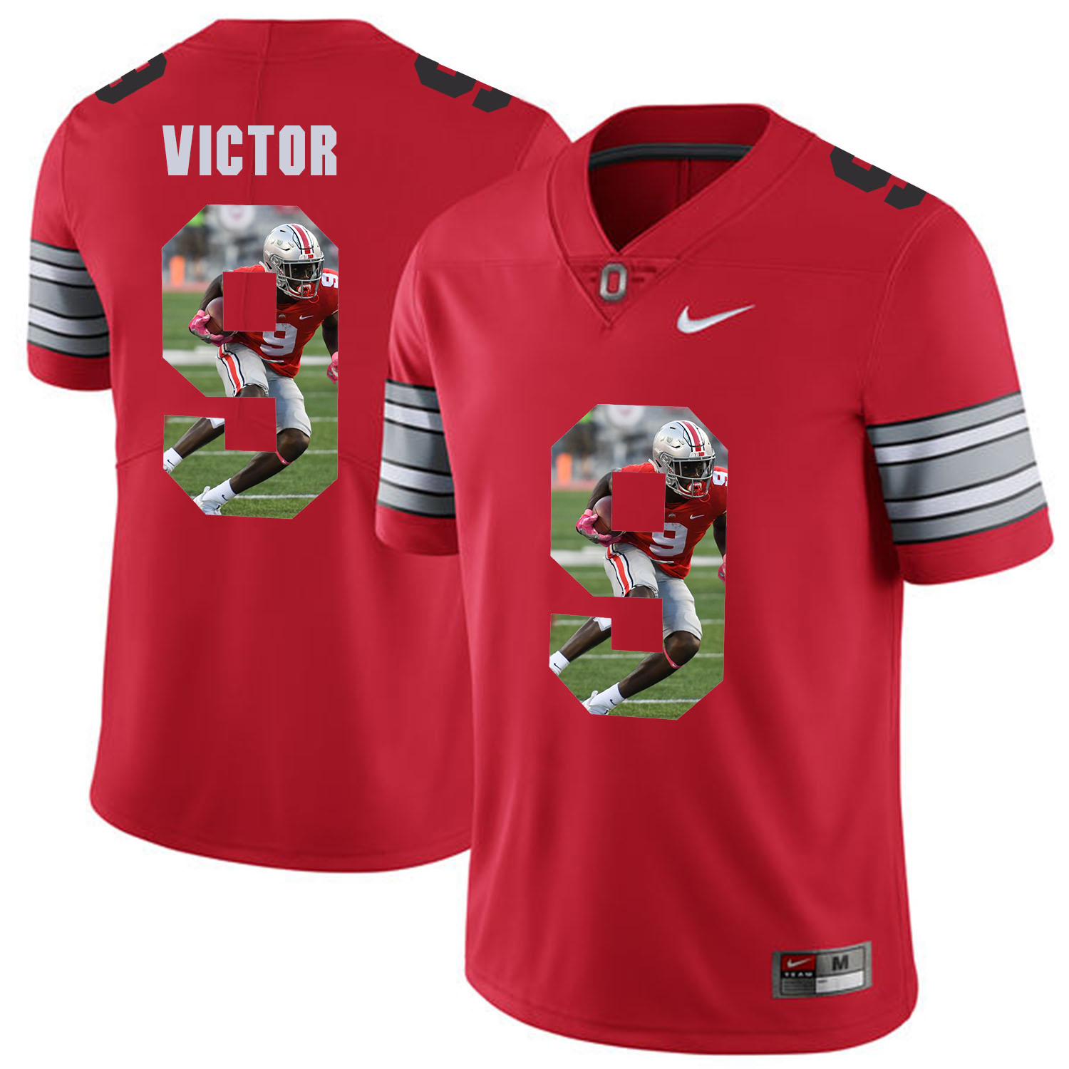 Men Ohio State 9 Victor Red Fashion Edition Customized NCAA Jerseys